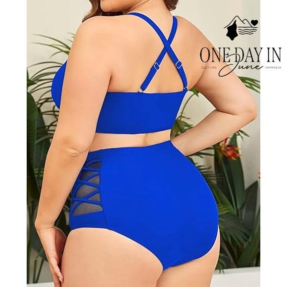 Yonique Plus Size High Waist Bikini Swimsuit Size 18W - Picture 2 of 7